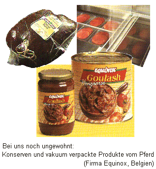 tinned and vacuum packed horsemeat products (Equinox, Belgium)